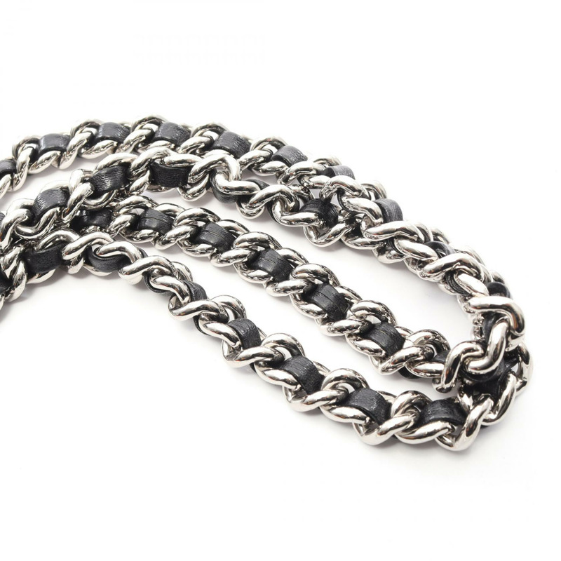 香奈兒 (CHANEL) Matelasse Around Chain Shoulder Bag Lambskin Black Used Women SHW-10