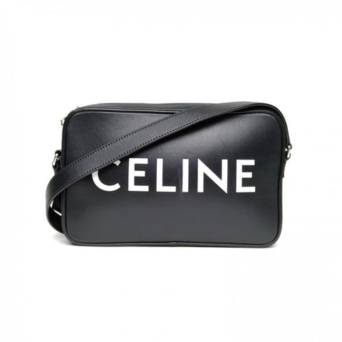 CELINE 黑色牛皮銀扣單肩包相機包