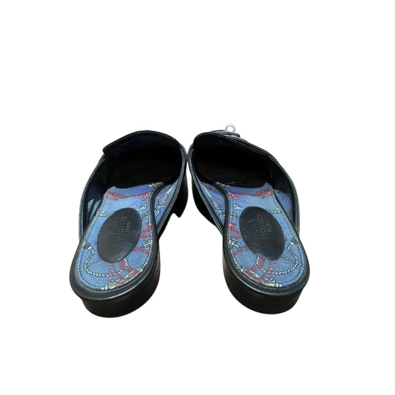 【美收精品】HERMES 黑色皮革拖鞋 4-711-3