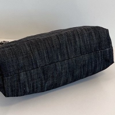 Chanel香奈兒經典雙C刺繡黑色牛仔抽繩燒賣托特鏈條包-4