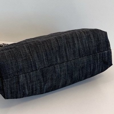 Chanel香奈兒經典雙C刺繡黑色牛仔抽繩燒賣托特鏈條包-7