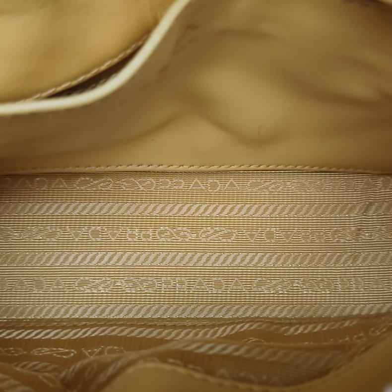 PRADA 黃色牛皮金扣單肩包相機包-4