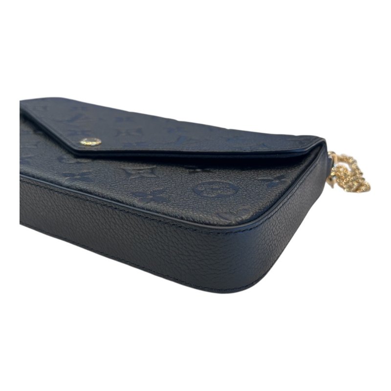 LV黑色全皮字紋壓印三合一鍊包-3