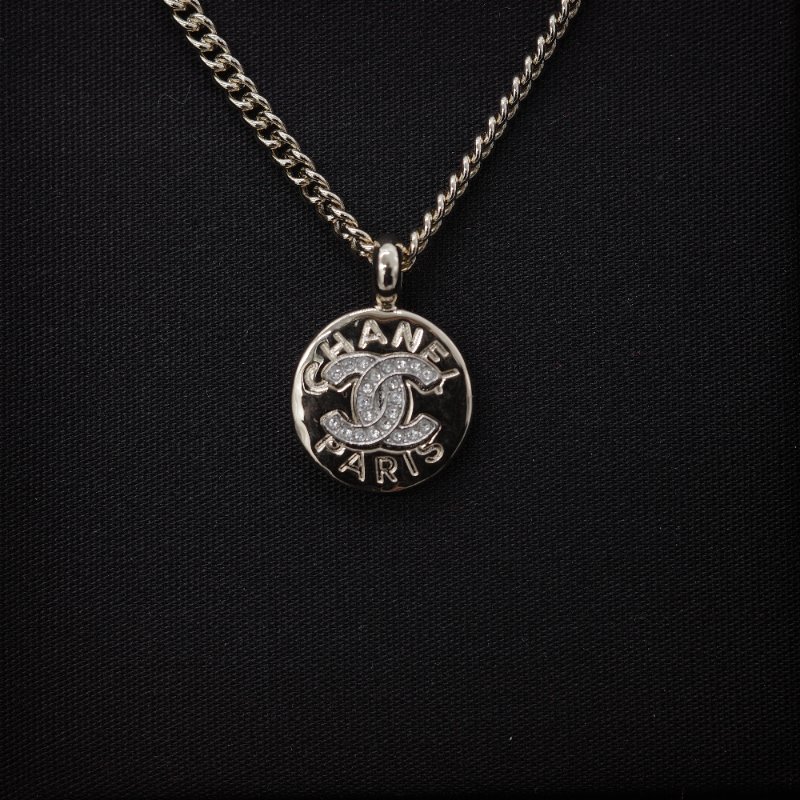 Chanel 香奈兒 CC Logo 淡金色 金屬 硬幣造型 項鍊-6