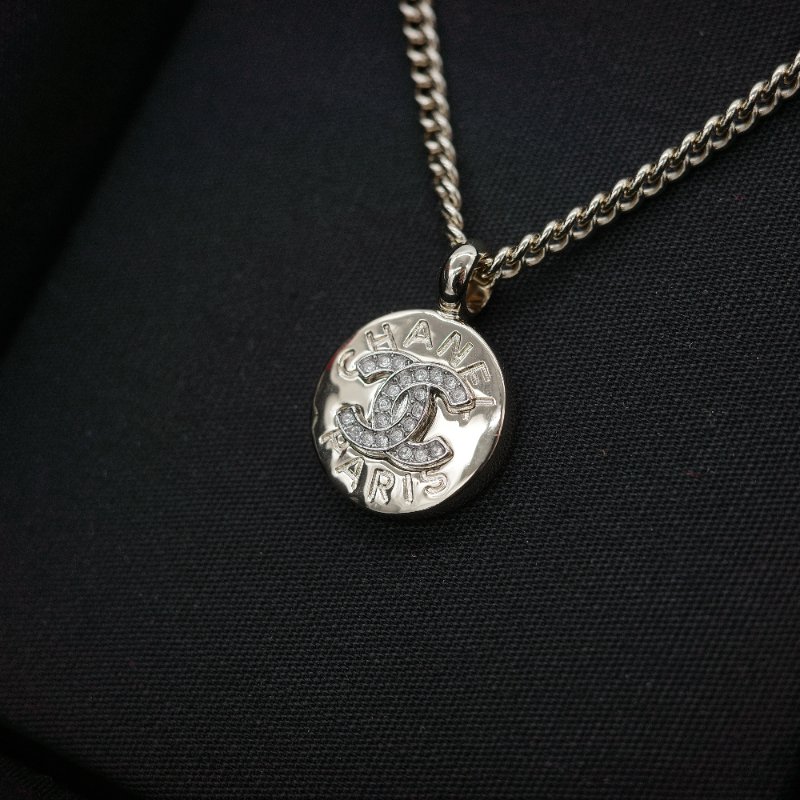 Chanel 香奈兒 CC Logo 淡金色 金屬 硬幣造型 項鍊-7