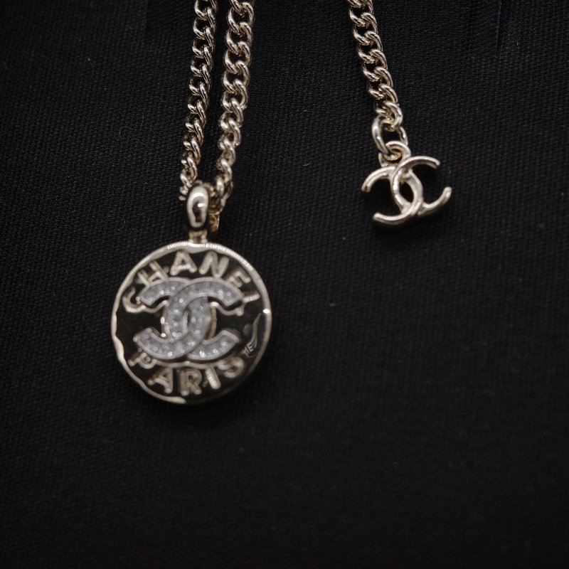 Chanel 香奈兒 CC Logo 淡金色 金屬 硬幣造型 項鍊-9