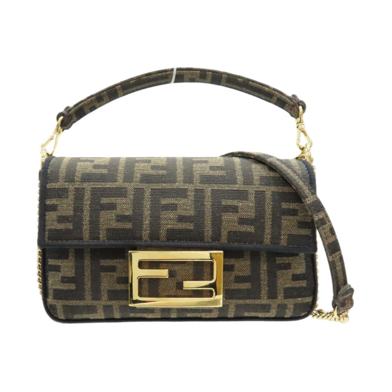 棕色 提花帆布 Baguette Mini 兩用包【FENDI 芬迪】 8BS017-0