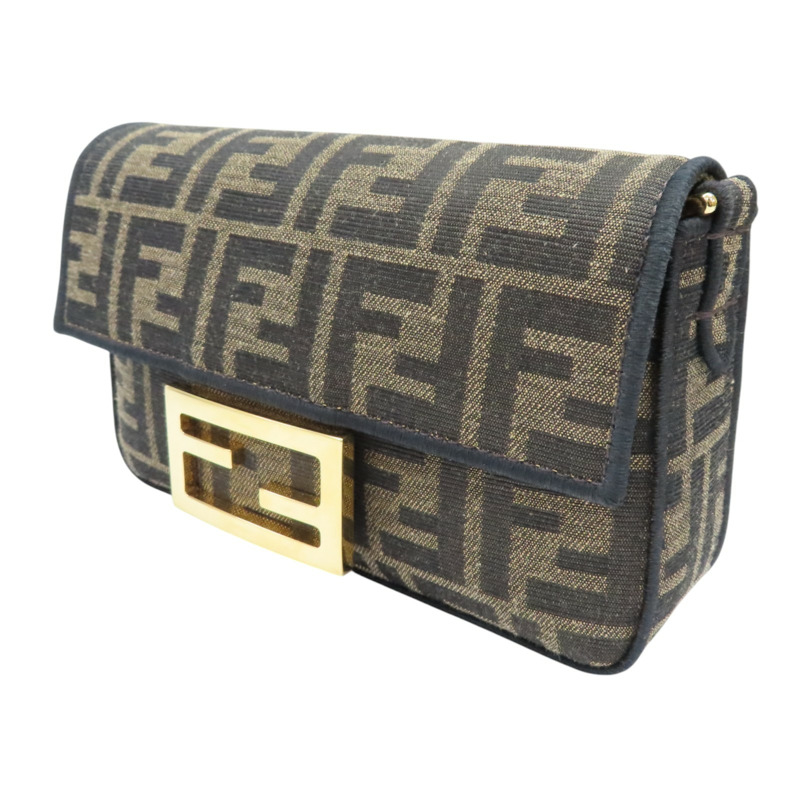 棕色 提花帆布 Baguette Mini 兩用包【FENDI 芬迪】 8BS017-2