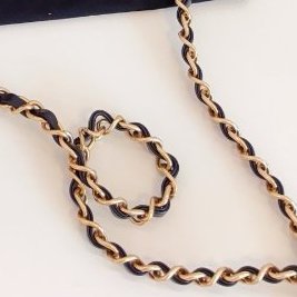 閒置新 Chanel香奈兒黑金芯片帶膜皮穿鏈抽繩大logo水桶包-9