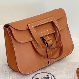 近新品 Hermes愛馬仕金棕銀扣Halzan迷你郵差包swfit皮-2