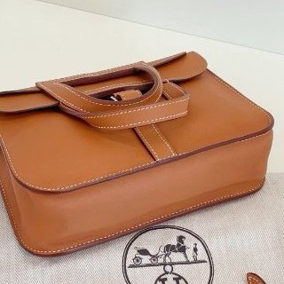 近新品 Hermes愛馬仕金棕銀扣Halzan迷你郵差包swfit皮-4