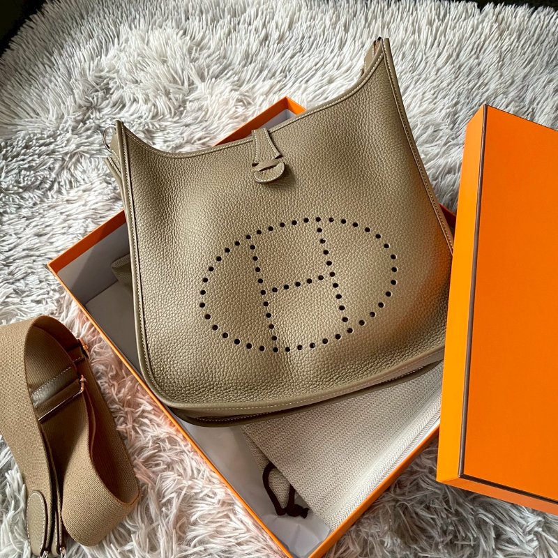 HERMES Evelyne 29cm 大象灰 18 ETOUPE 銀釦 斜背包-1