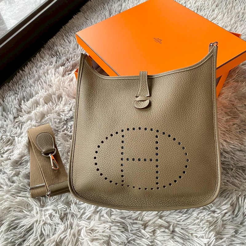 HERMES Evelyne 29cm 大象灰 18 ETOUPE 銀釦 斜背包-5