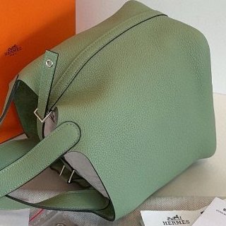 閒置新 Hermes愛馬仕picotin菜籃子18牛油果綠銀扣-3