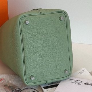 閒置新 Hermes愛馬仕picotin菜籃子18牛油果綠銀扣-7