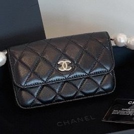 全新 Chanel香奈兒黑金珍珠woc腰包-5
