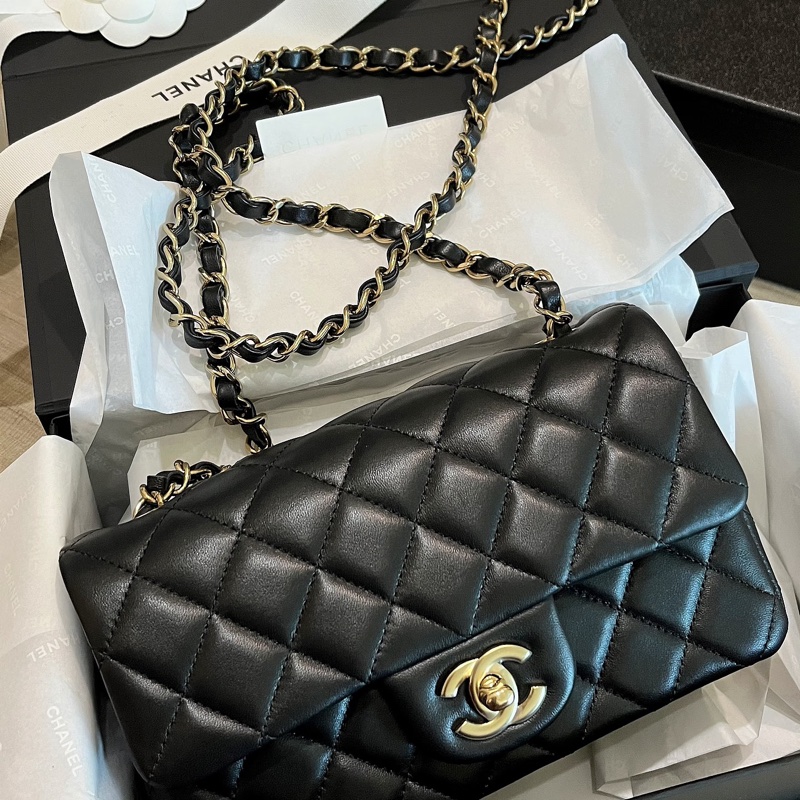 全新❤️Chanel 香奈兒CF mini 經典款 黑金扣-0