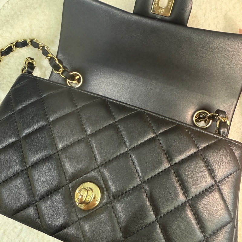 全新❤️Chanel 香奈兒CF mini 經典款 黑金扣-12