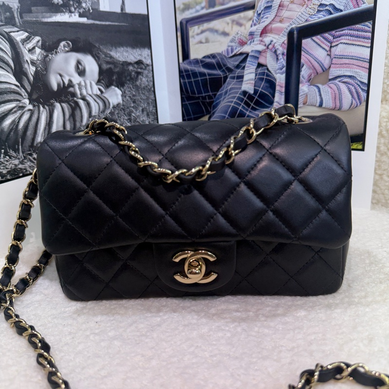 全新❤️Chanel 香奈兒CF mini 經典款 黑金扣-13
