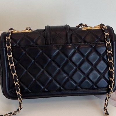 Chanel香奈兒黑金季節CF戴妃口蓋包單肩斜挎鏈條包-1