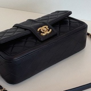 Chanel香奈兒黑金季節CF戴妃口蓋包單肩斜挎鏈條包-4