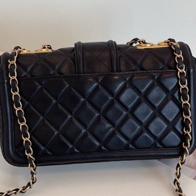 Chanel香奈兒黑金季節CF戴妃口蓋包單肩斜挎鏈條包-6