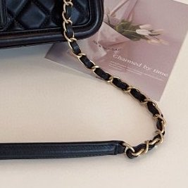 Chanel香奈兒黑金季節CF戴妃口蓋包單肩斜挎鏈條包-9