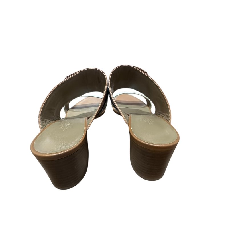 【美收精品】HERMES 茶白色皮革跟鞋 4-732-3