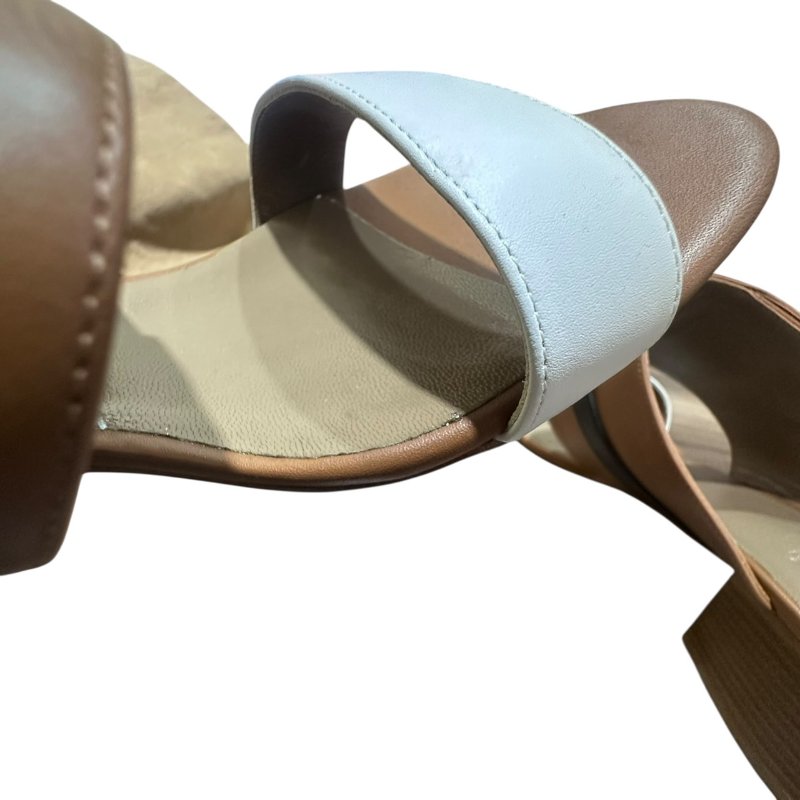 【美收精品】HERMES 茶白色皮革跟鞋 4-732-10