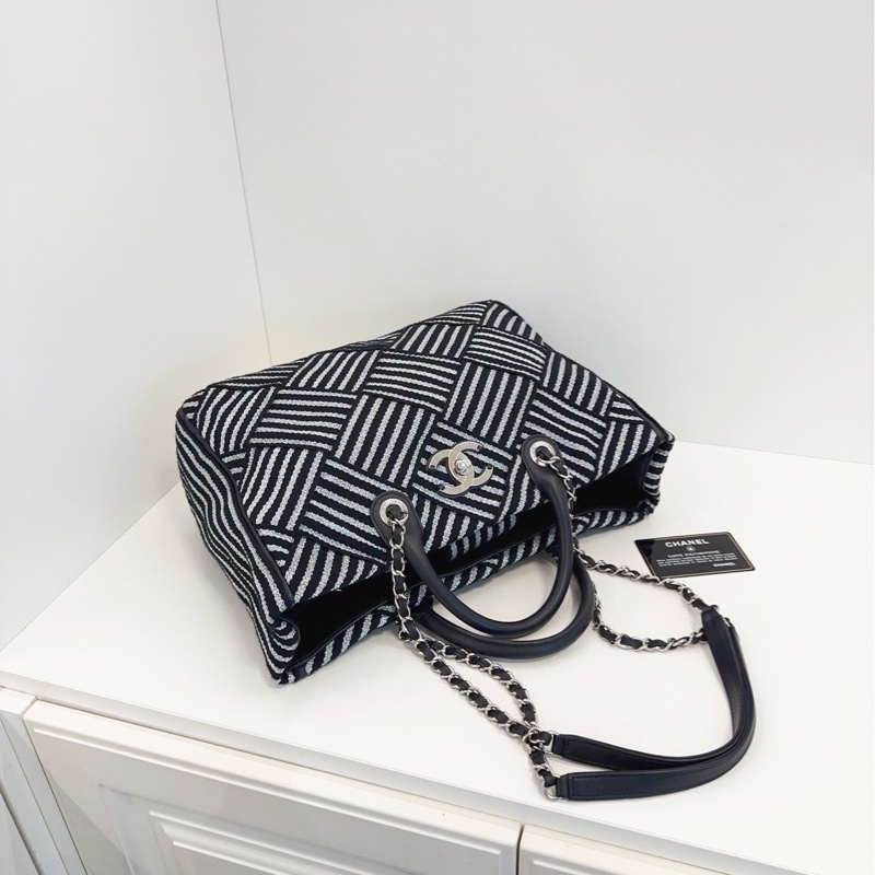 ✨Chanel 2way 黑白條紋沙灘包 托特包 98🆕 內外乾淨🖤-5