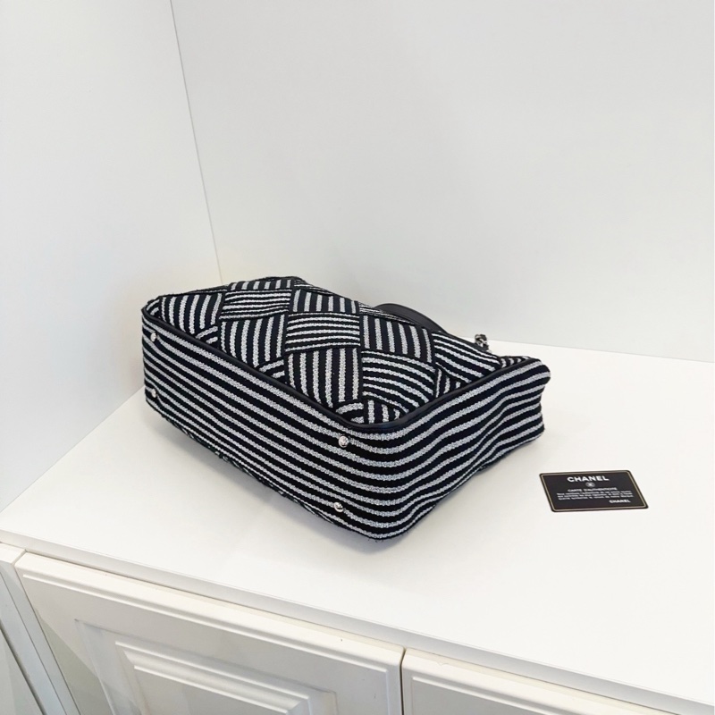✨Chanel 2way 黑白條紋沙灘包 托特包 98🆕 內外乾淨🖤-7
