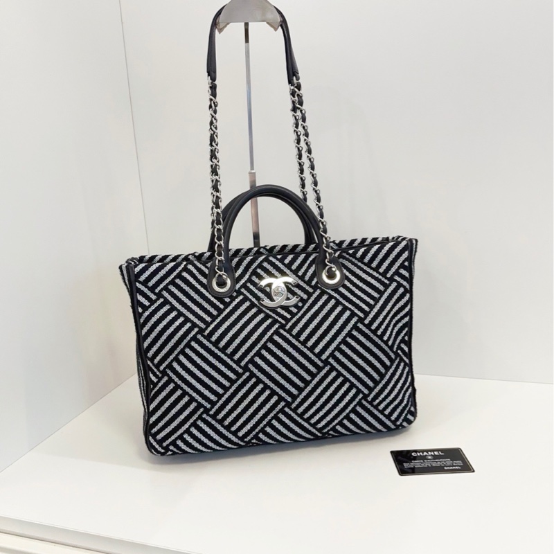 ✨Chanel 2way 黑白條紋沙灘包 托特包 98🆕 內外乾淨🖤-8