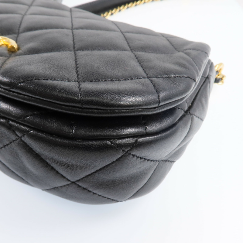 CHANEL 羊皮皮革COCO Mail Crossbody Bag金扣金鏈肩背包-10