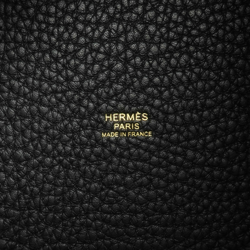 HERMES Clemence皮革Picotin PM金扣手挽袋Noir-5