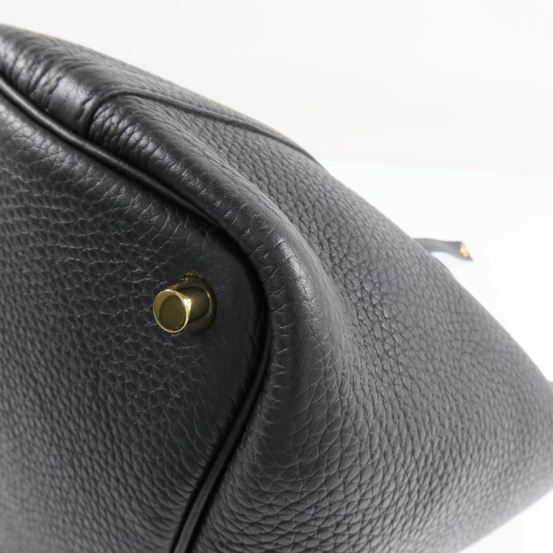 HERMES Clemence皮革Picotin PM金扣手挽袋Noir-12