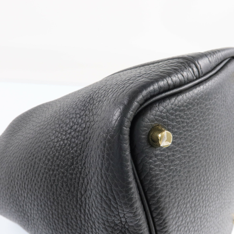 HERMES Clemence皮革Picotin PM金扣手挽袋Noir-13