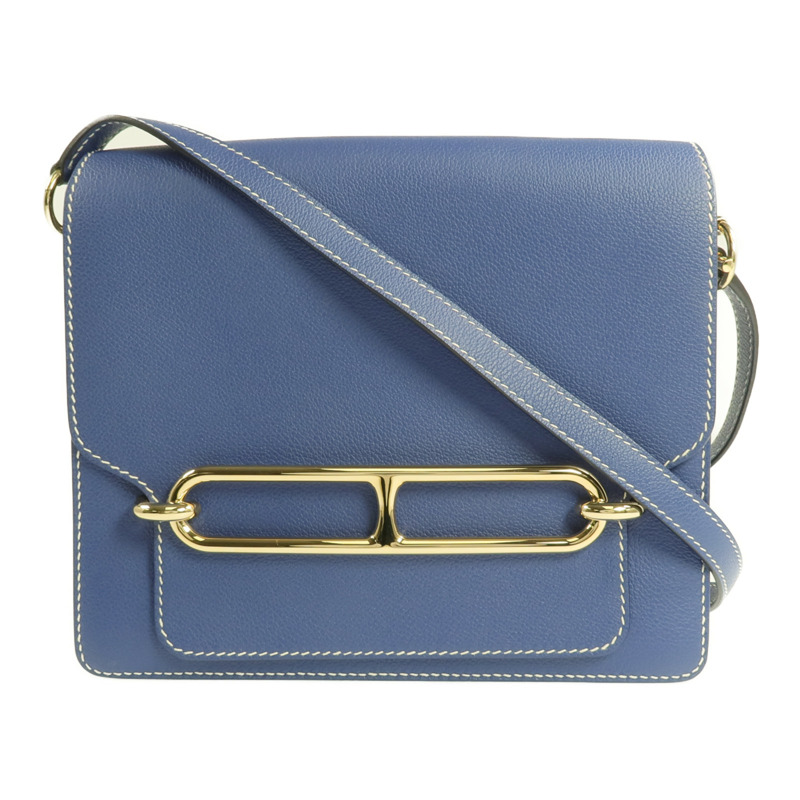 HERMES Evercolor皮革Roulis 23金扣肩背袋Bleu Brighton-0