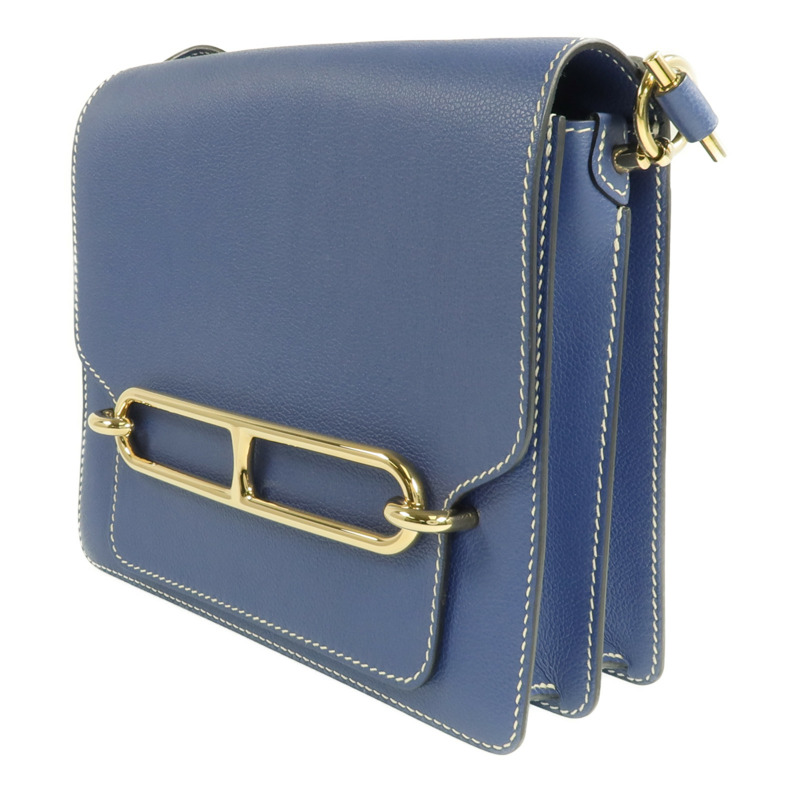HERMES Evercolor皮革Roulis 23金扣肩背袋Bleu Brighton-1
