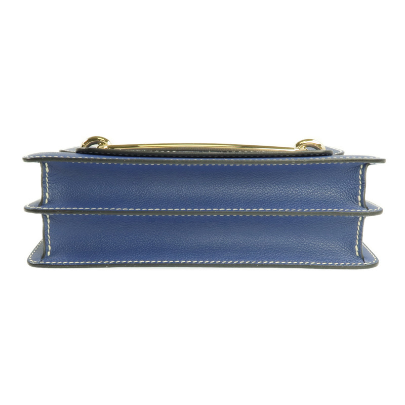 HERMES Evercolor皮革Roulis 23金扣肩背袋Bleu Brighton-3