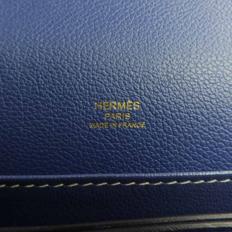 HERMES Evercolor皮革Roulis 23金扣肩背袋Bleu Brighton-5