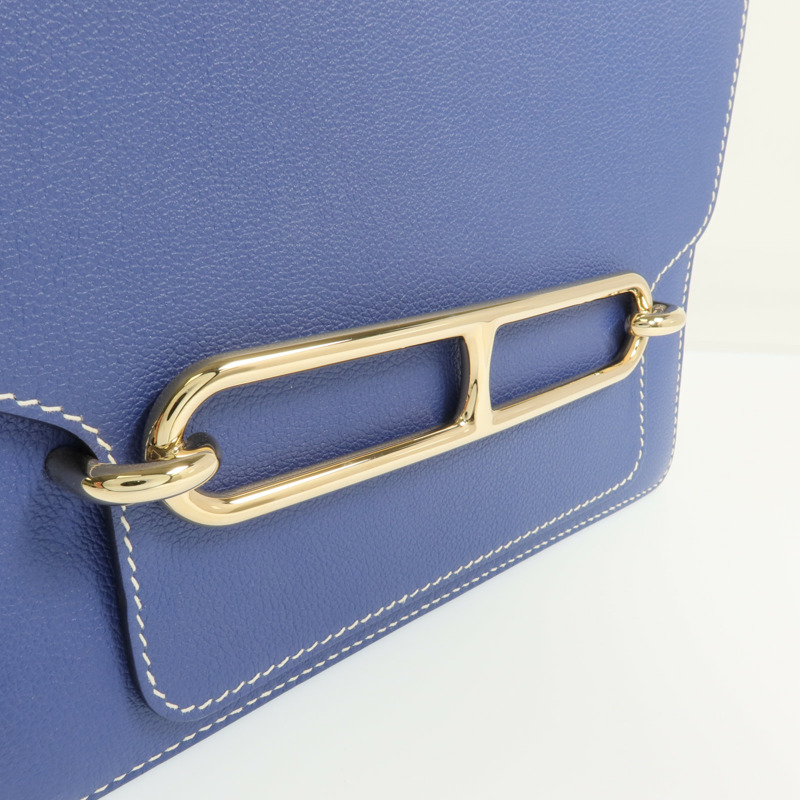 HERMES Evercolor皮革Roulis 23金扣肩背袋Bleu Brighton-8