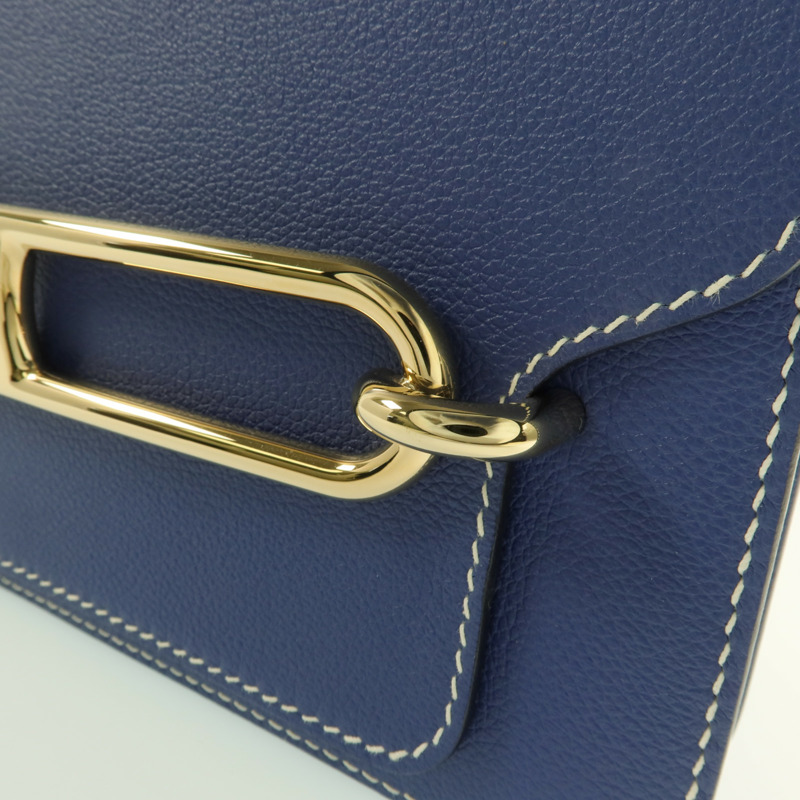 HERMES Evercolor皮革Roulis 23金扣肩背袋Bleu Brighton-9