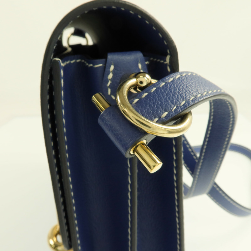HERMES Evercolor皮革Roulis 23金扣肩背袋Bleu Brighton-10
