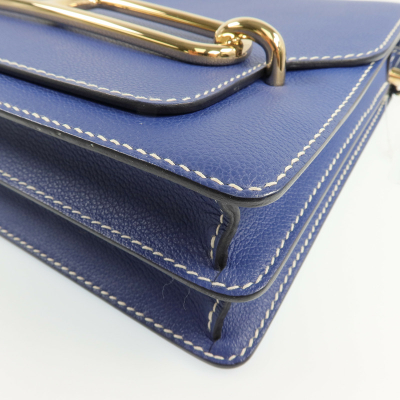 HERMES Evercolor皮革Roulis 23金扣肩背袋Bleu Brighton-11
