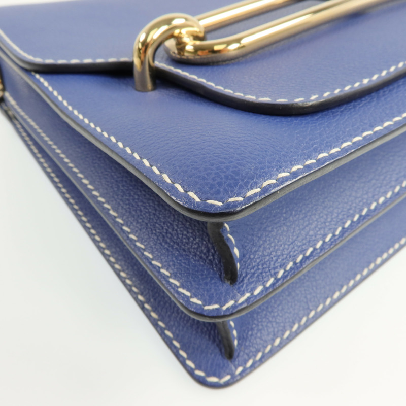 HERMES Evercolor皮革Roulis 23金扣肩背袋Bleu Brighton-12