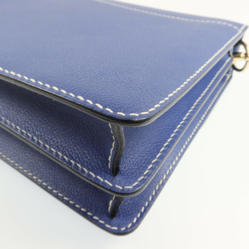 HERMES Evercolor皮革Roulis 23金扣肩背袋Bleu Brighton-13