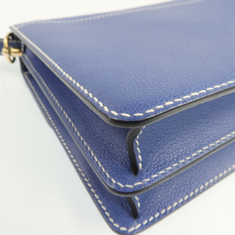 HERMES Evercolor皮革Roulis 23金扣肩背袋Bleu Brighton-14