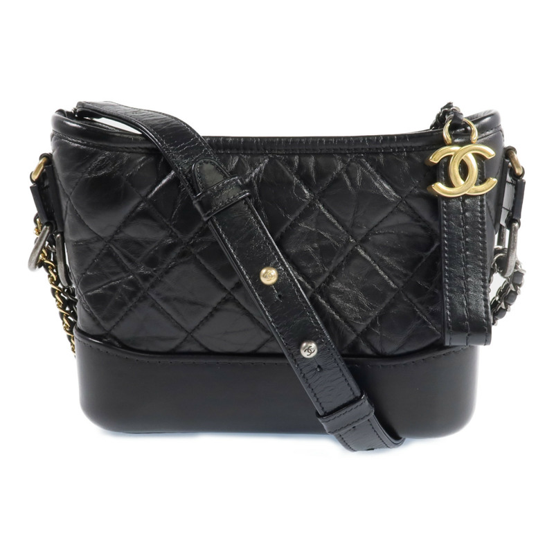 CHANEL 牛皮皮革Gabrielle Small 金銀鏈帶肩背包-0