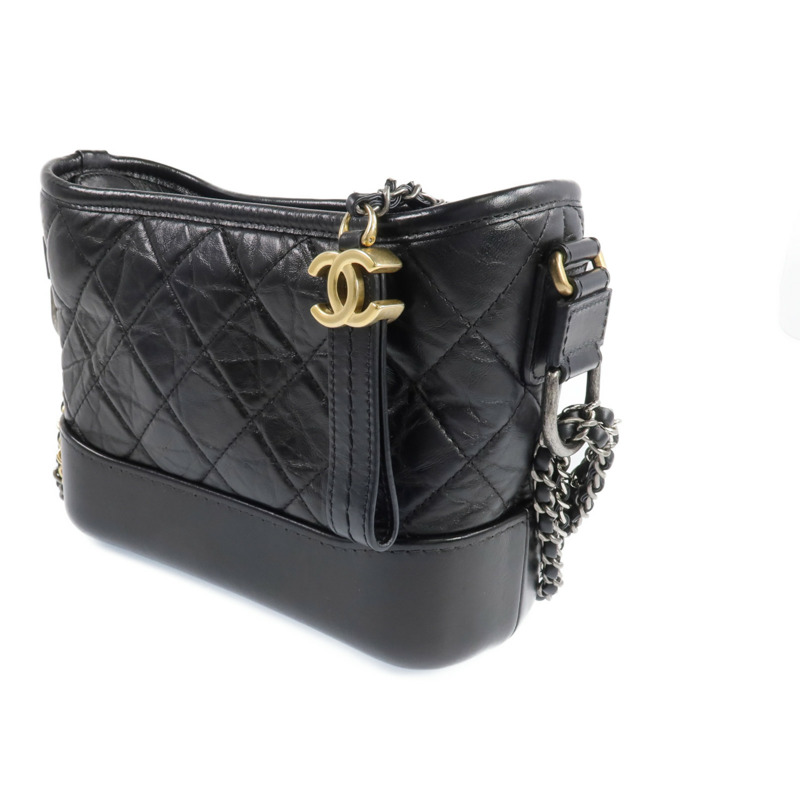 CHANEL 牛皮皮革Gabrielle Small 金銀鏈帶肩背包-1