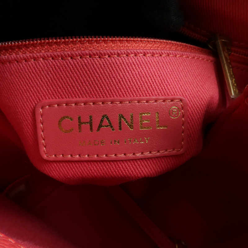 CHANEL 牛皮皮革Bolsa CC Drawstring金扣手挽肩背兩用袋-5